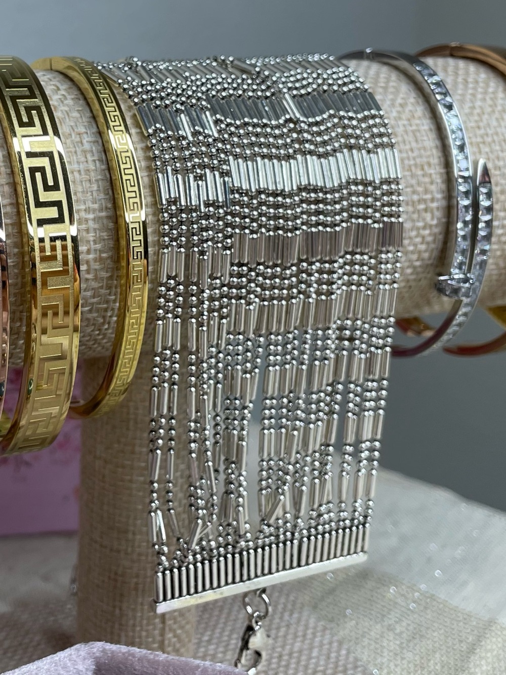 Amazing Silver Beaded Bracelet with Lobster Clasp